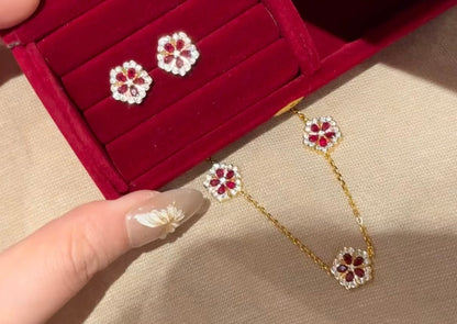 Royal Ruby Fleur Earrings - Lunelle Atelier