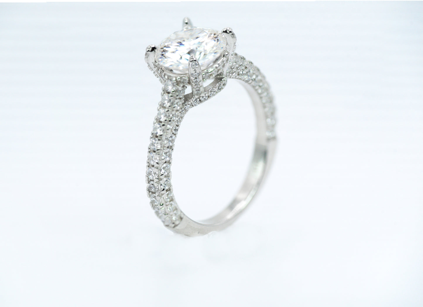 Classic Four-Prong Accented Moissanite Ring | Sterling Silver - Lunelle Atelier