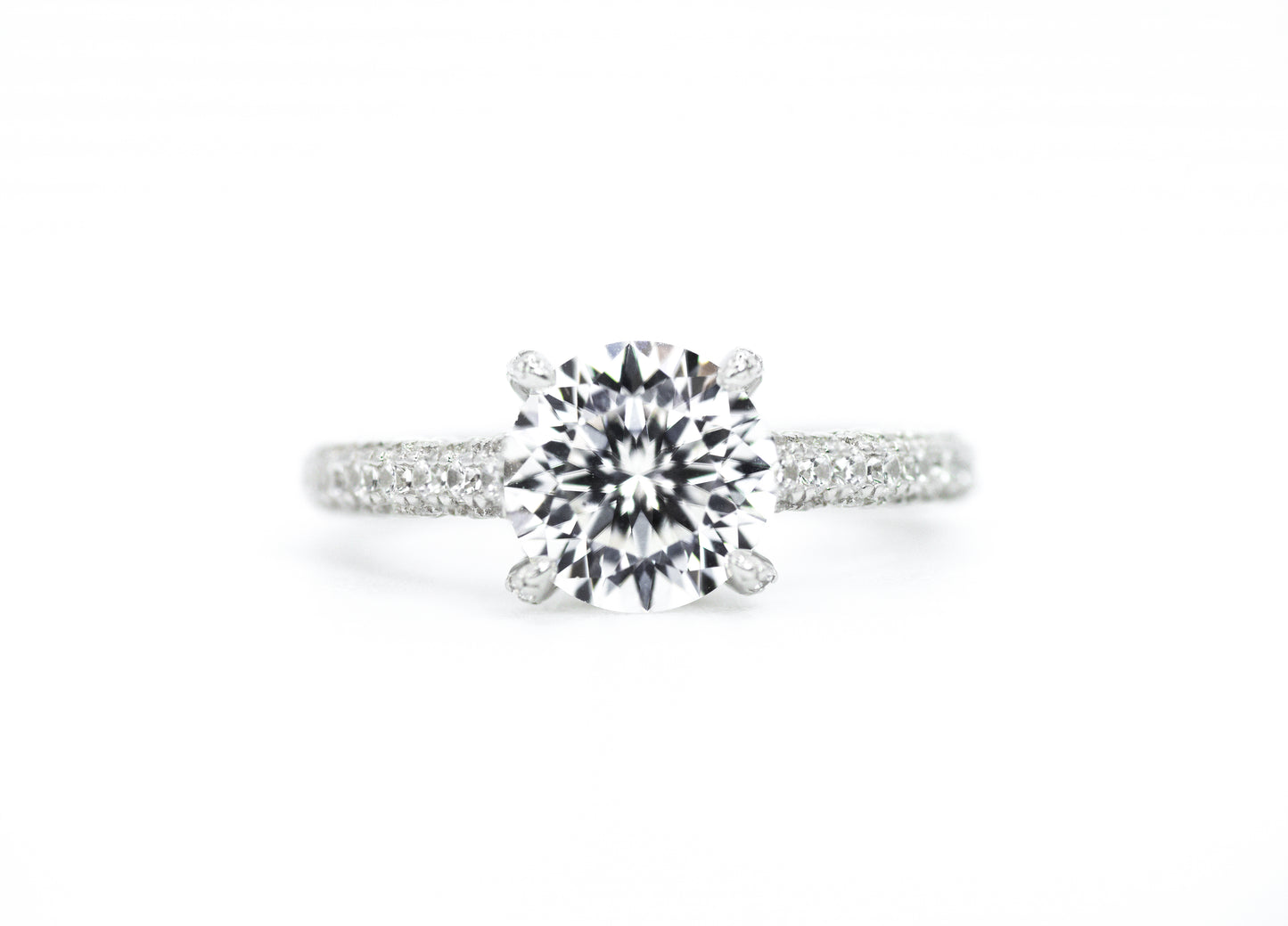 Classic Four-Prong Accented Moissanite Ring | Sterling Silver - Lunelle Atelier