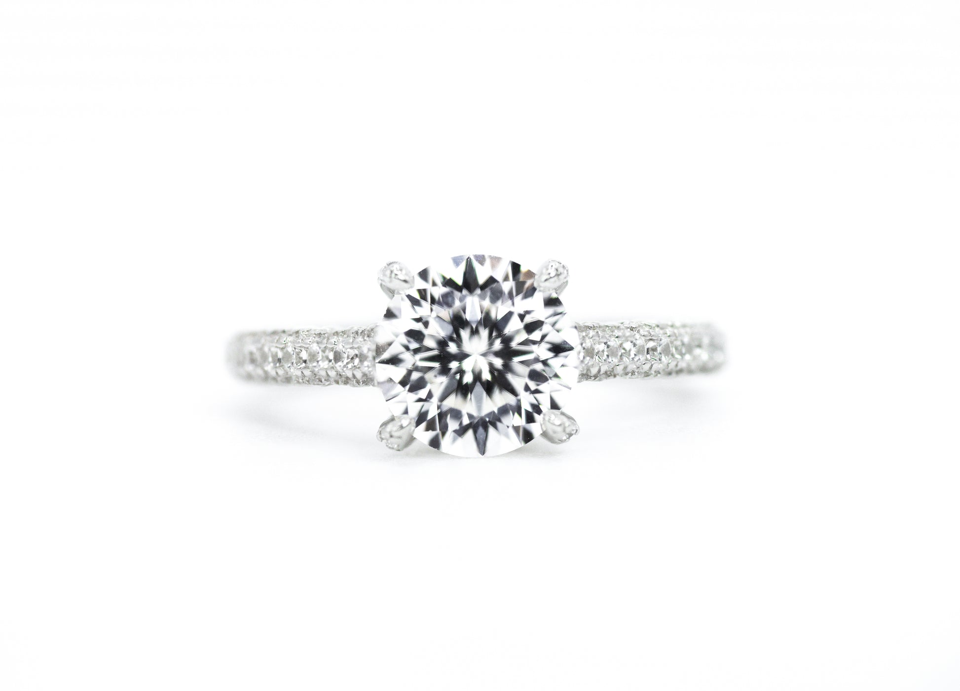 Classic Four-Prong Accented Moissanite Ring | Sterling Silver - Lunelle Atelier