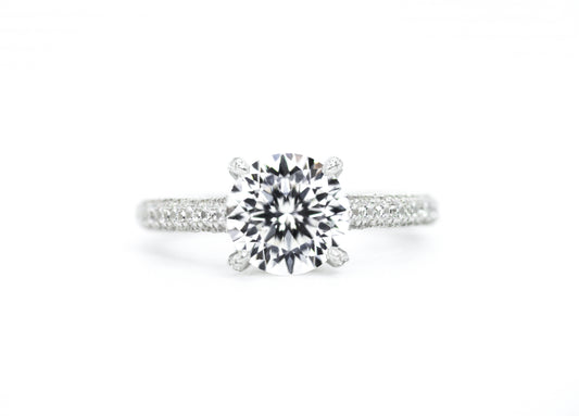 Classic Four-Prong Accented Moissanite Ring | Sterling Silver - Lunelle Atelier