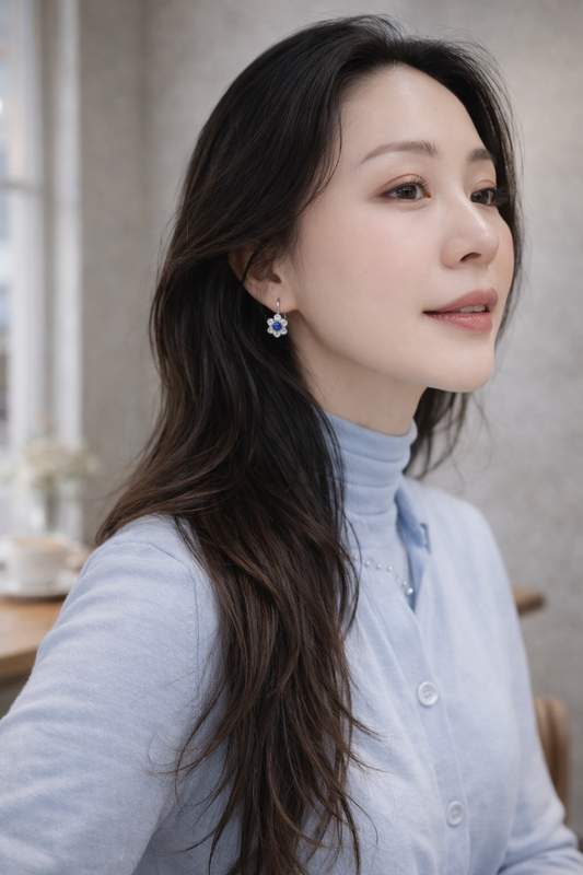 Midnight Bloom Lab-Grown Sapphire Drop Earrings - Lunelle Atelier