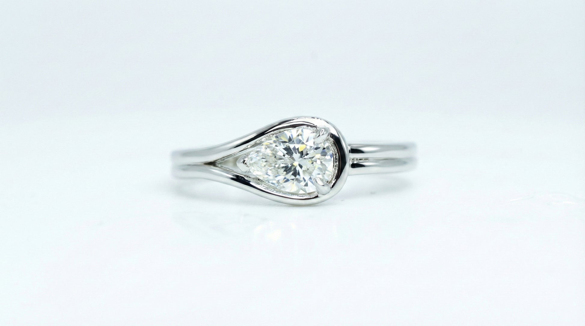 Pear-Shaped Ring | Rhodium-Plated Sterling Silver - Lunelle Atelier