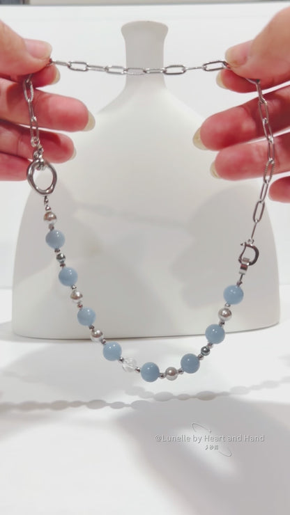 Cloud Angel Convertible Necklace | Angelite x Swarovski Pearls