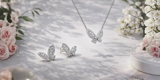 Lumière Butterfly Moissanite Earrings | Rhodium-Plated Sterling Silver